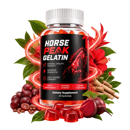 Horse Peak Gelatin Gummies bottle and gummies